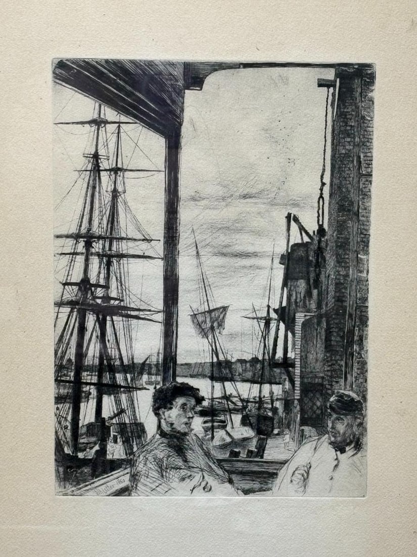 James McNeill Whistler American 1860 "Rotherhithe (Wapping)" Etching - 3
