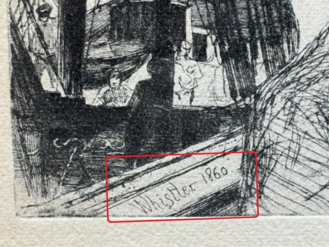 James McNeill Whistler American 1860 "Rotherhithe (Wapping)" Etching - 4
