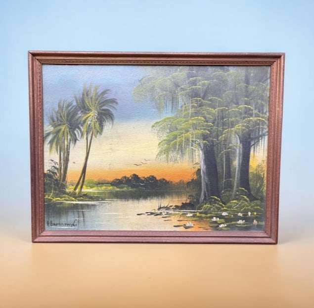 Mid Century American / Russian Albin Baranowski - Florida Landscape Scene Oil on Board (1 of 12)