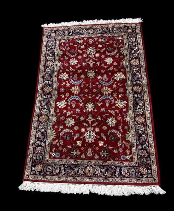 Indo Kashan Handmade 4' x 6' Wool Rug Circa 1995 with Kerman/Tabriz Style Pattern (1 of 11)
