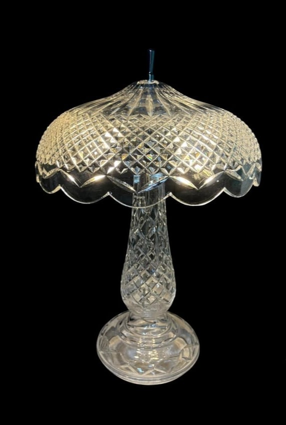 Vintage Waterford Crystal Mushroom Table Lamp, Lattice & Diamond Cut (1 of 9)