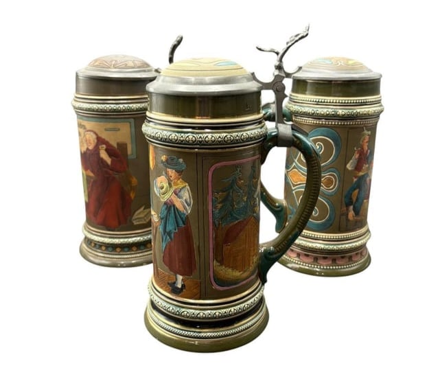 Lot of 3 Pre WWII Dumler & Breiden 1 Liter German Beer Steins (1 of 19)