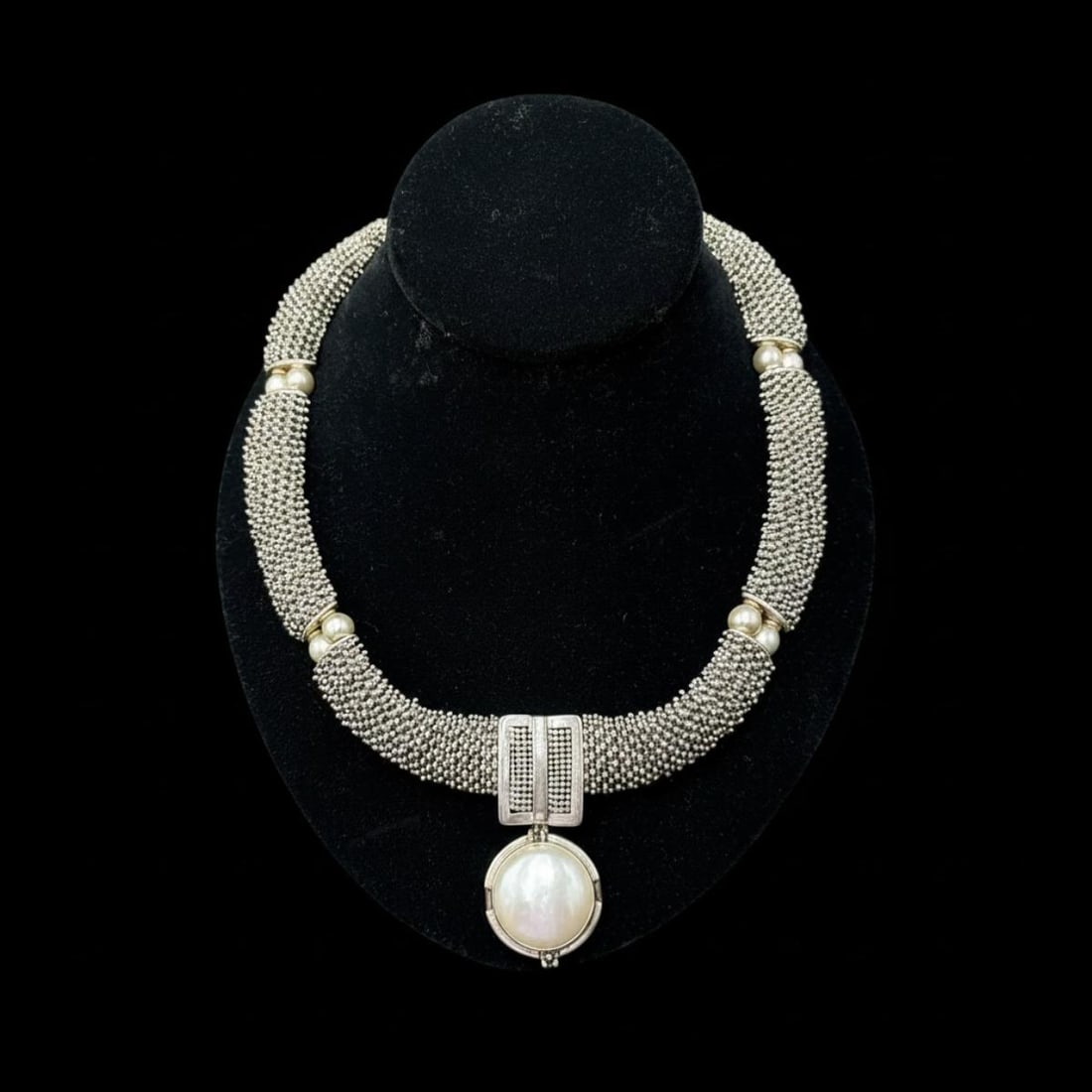 Michael Dawkins Sterling .925, Gold & Pearl Choker Style Necklace -9.25 troy ounces (1 of 15)