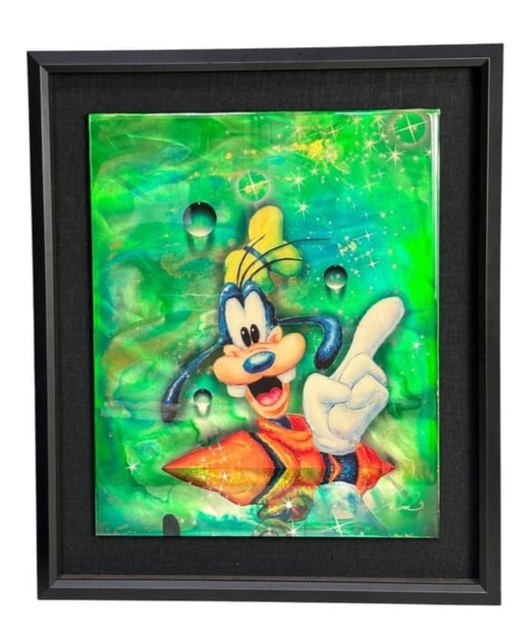 Christian Riese Lassen - Large Walt Disney "Goofy" Original Artwork Mixed Media on Metal with COA: Christian Riese Lassen - Large Walt Disney "Goofy" Original Artwork Mixed Media on Metal with COA. Renowned Hawaiian marine artist Christian Riese Lassen collaborated with the Walt Disney Company in t