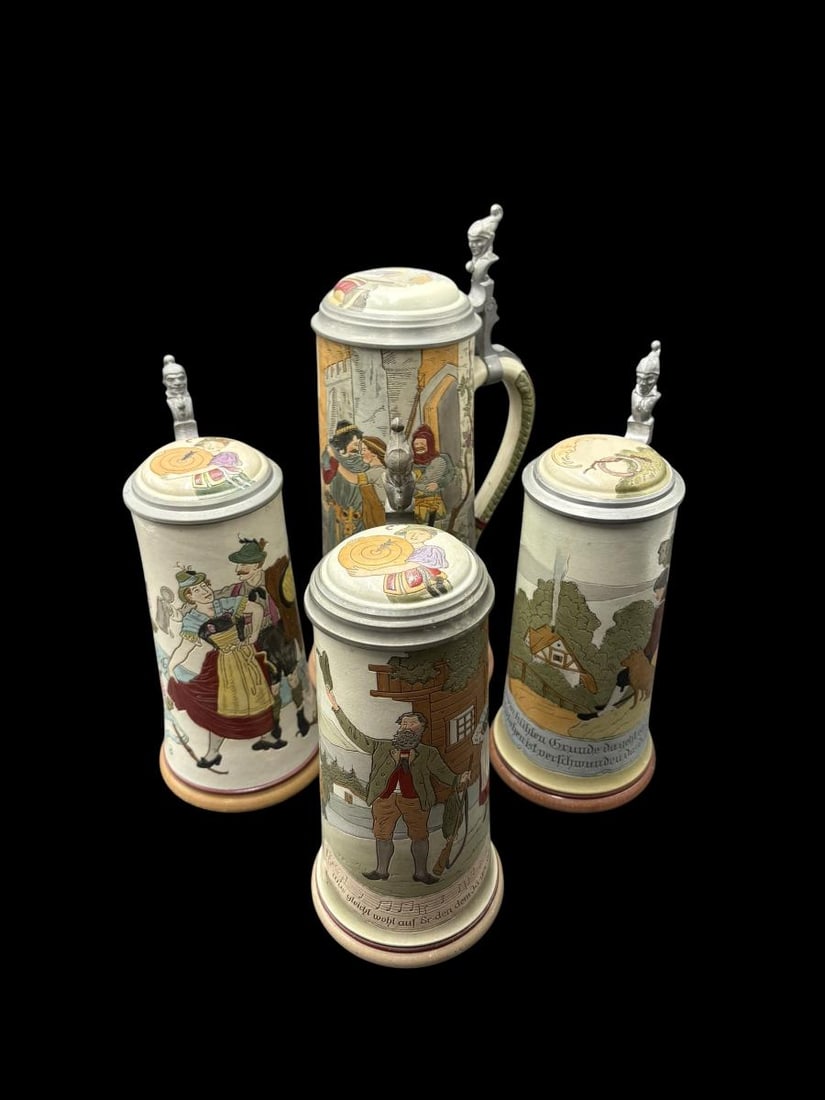 Estate Lot of 4 Gesetzlich Geschützt, "protected by law" 1/2 Liter & 1.5L German Beer Steins (1 of 20)