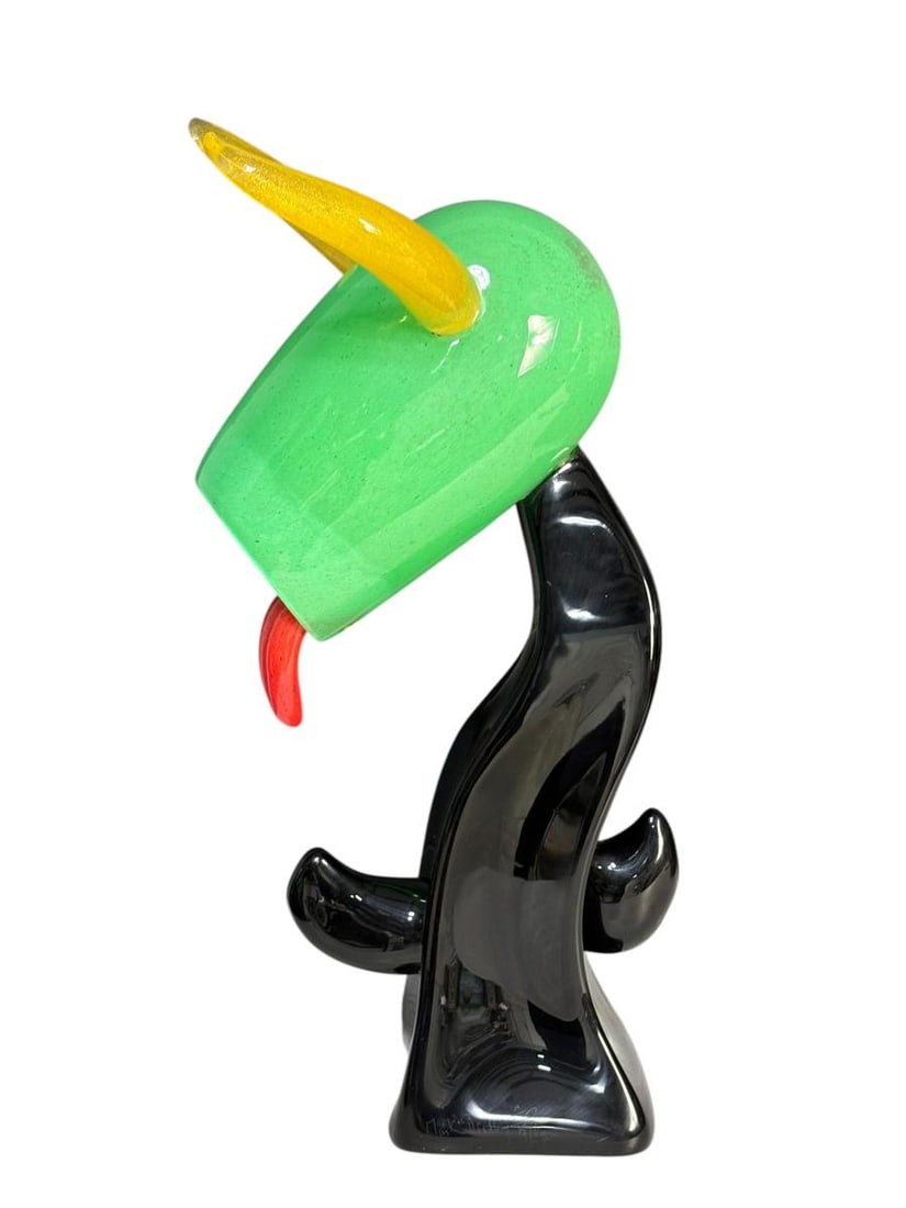 Martin Bradley (1931-2023) Murano Art Glass BULL "Chess Piece" Signed by Artist: Martin Bradley (1931-2023) Murano Art Glass BULL "Chess Piece" Signed by Artist. British born artist Martin Bradley, created this imaginative representation of a Bull with black body, green head, red 