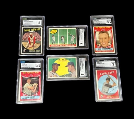 1959 Topps (6) Graded Baseball Cards- Frank Robinson, Willie Mays, Hank Aaron... (1 of 14)