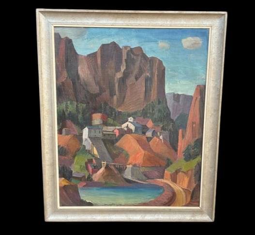 Dewey Albinson Signed Oil Painting on Canvas "Abandoned Mine" South Dakota 1929 (1 of 13)