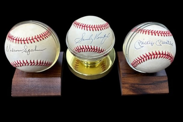 Estate Lot of 3 Autographed Baseballs; Mantle, Koufax & M. Spahn (1 of 6)