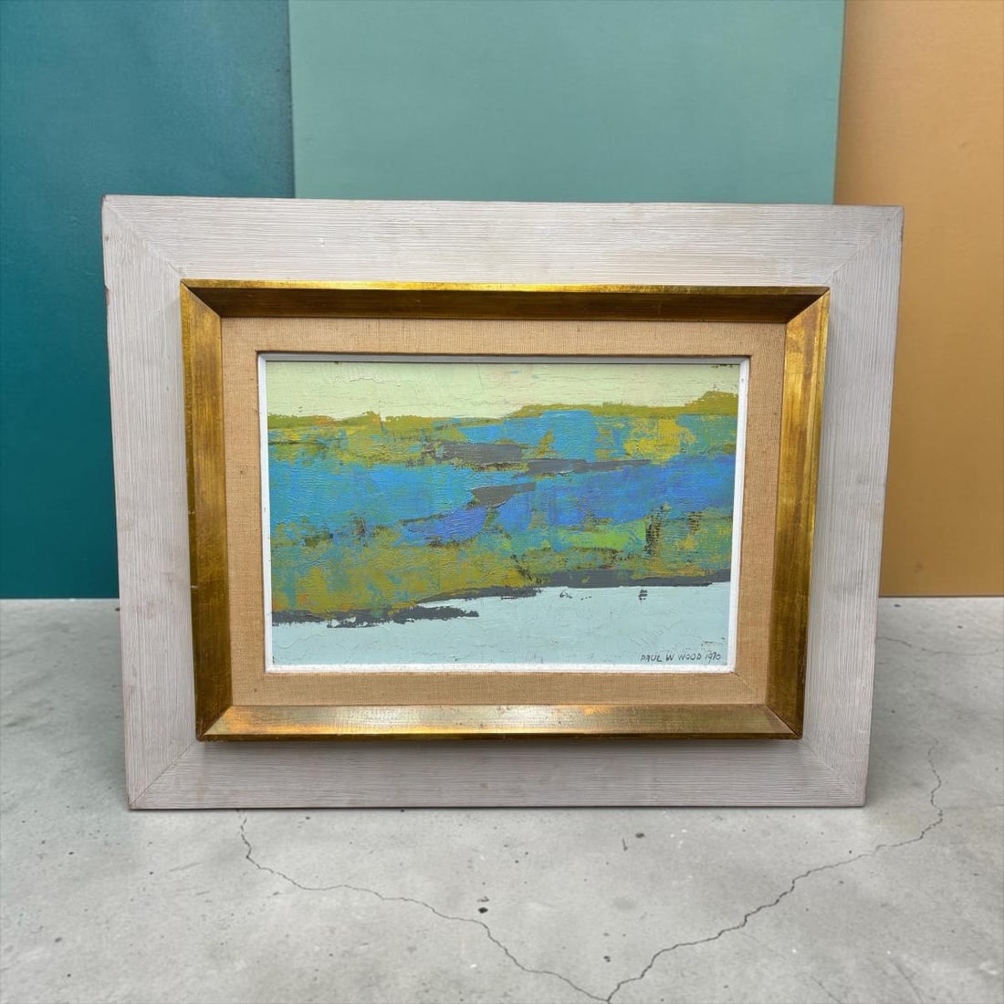 Paul Winthrop Wood (1922-2003) Abstract Landscape Oil on Board Painting: Paul Winthrop Wood (1922-2003) Abstract Landscape Oil on Board Painting. This painting dated 1970 shows an abstract expressionist landscape in jewel tone colors. The art is signed and dated by the art