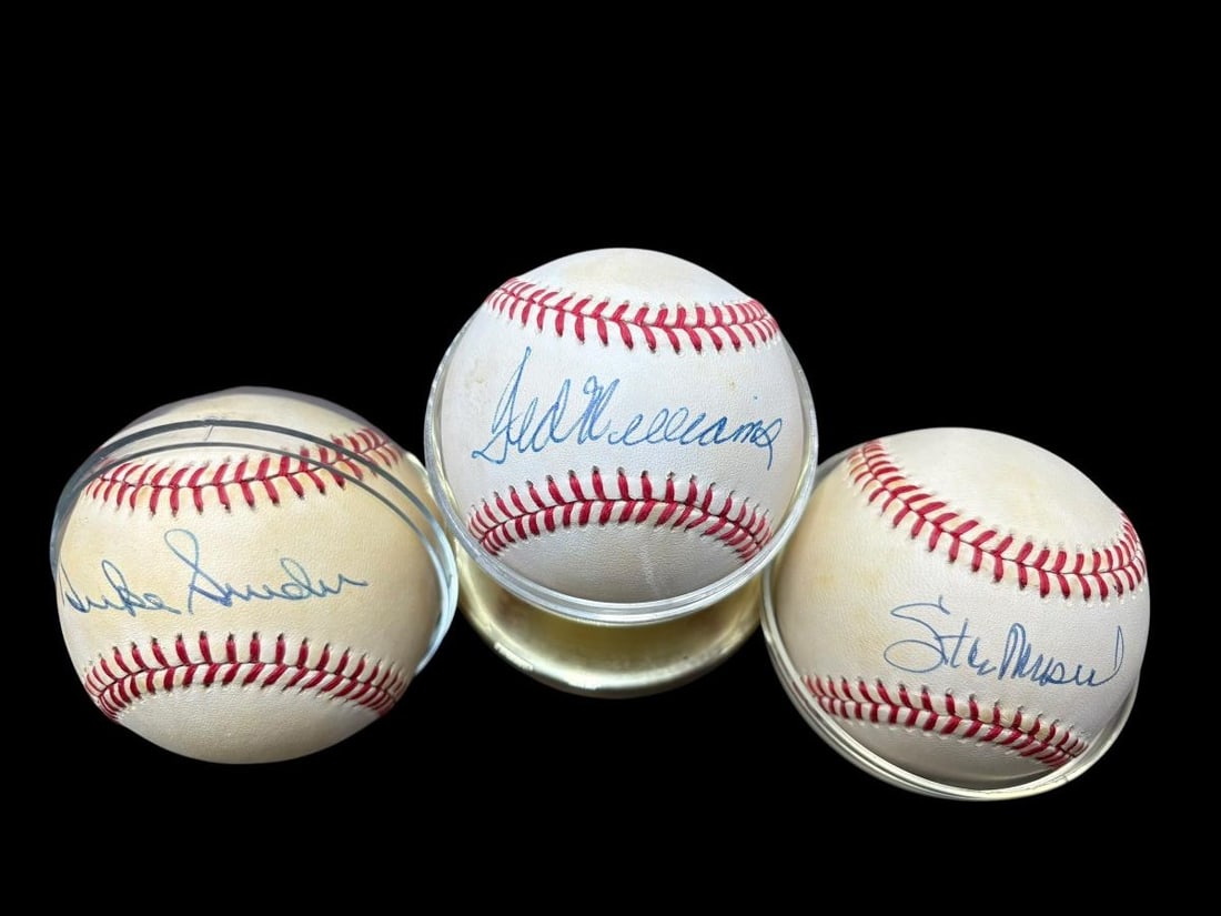 Estate Lot of 3 Autographed Baseballs D Snider, T Williams & S Musial (1 of 6)