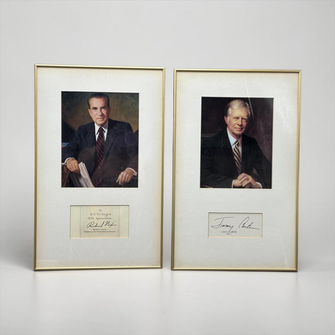 2- Framed Autographed Photos; Richard Nixon (President) & Jimmy Carter as (Gov of GA). (1 of 9)