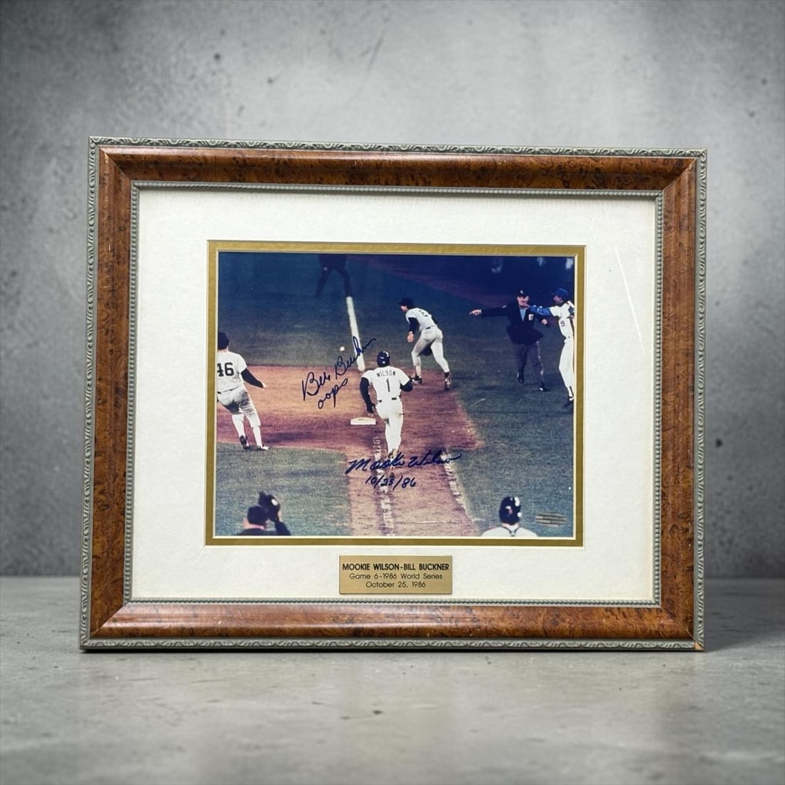 Matted & Framed 8x10 Autographed Photo Mookie Wilson & Bill Buckner Game 6 1986 WS w/COA (1 of 8)