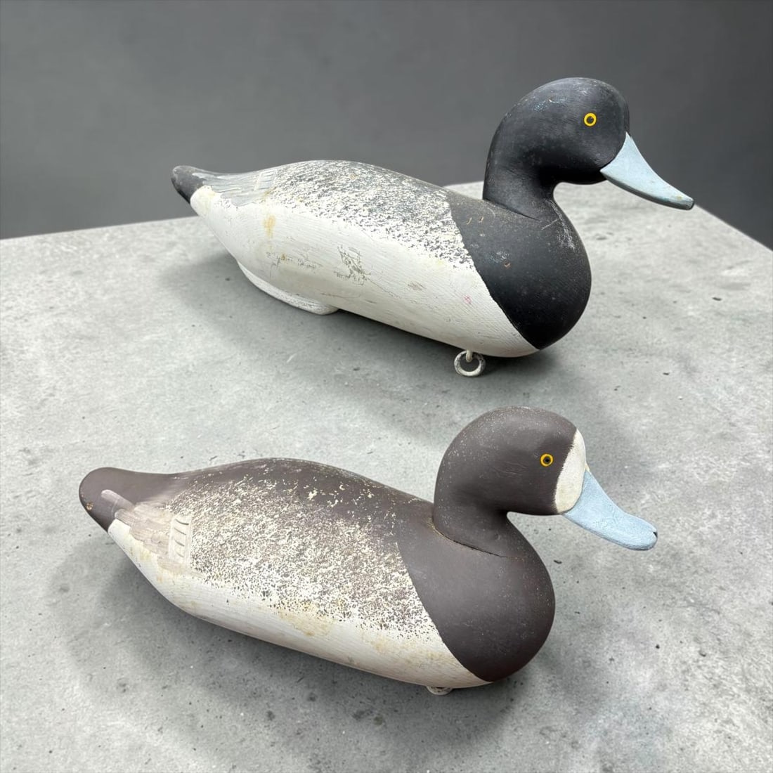 Pair of Charles "Charlie" Bryan Canvasback Duck Decoys, signed and dated Middle River MD (1 of 14)