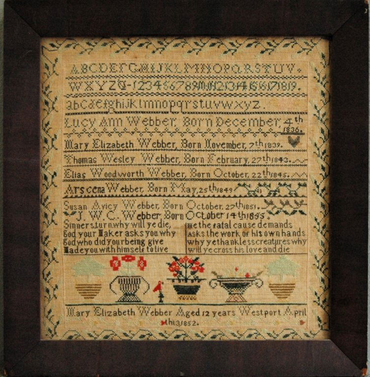 Needlework Sampler 1852