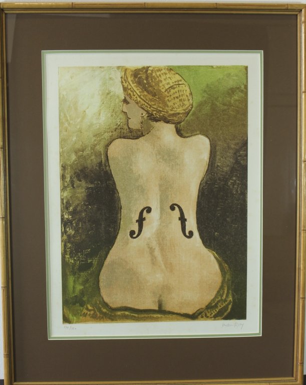 Man Ray 1890-1976: Man Ray (Radnitzky Emmanuel) 1890-1976, Philadelphia, (American in Paris), Hand signed and numbered original lithograph in colors, image 14.25" x 19.5", frame 29" x 23", edition 134/150, c. 1969. Titl
