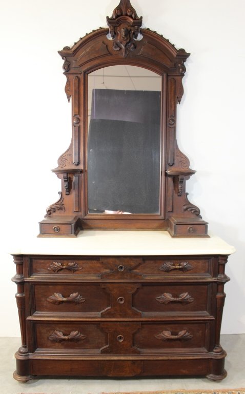 High Victorian Marble Top Dresser Mirror Oct 25 2015 A 1