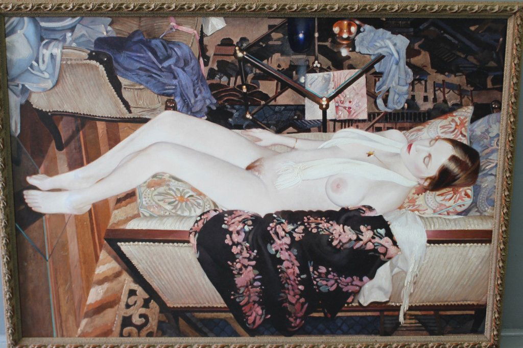 Martin Joseph Hoffman, 1935-2013: Martin Joseph Hoffman, 1935-2013, oil on canvas portrait "Toby Asleep". Photo realism at it's best. Mr. Hoffman also illustrated for Playboy magazine, practical bird's eye view of reclining nude with