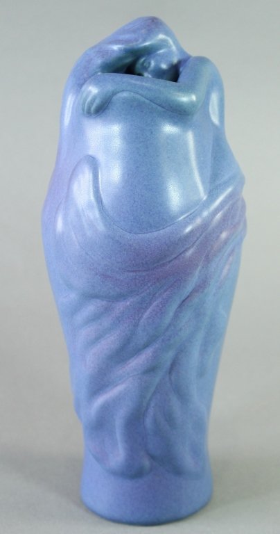 Van Briggle Pottery "Lorelei" Vase: Van Briggle Pottery "Lorelei" vase, unusual purple mat glaze, 11", signed, mint.