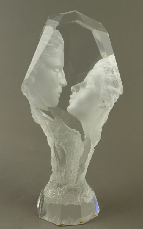 M. N. Wilkinson, Limited Edition "Aphrodite": M.N. Wilkinson, limited edition acrylic sculpture "Aphrodite", man and woman face to face, fixing to kiss, dated 1996, 681/1800, signed 13" x 6".