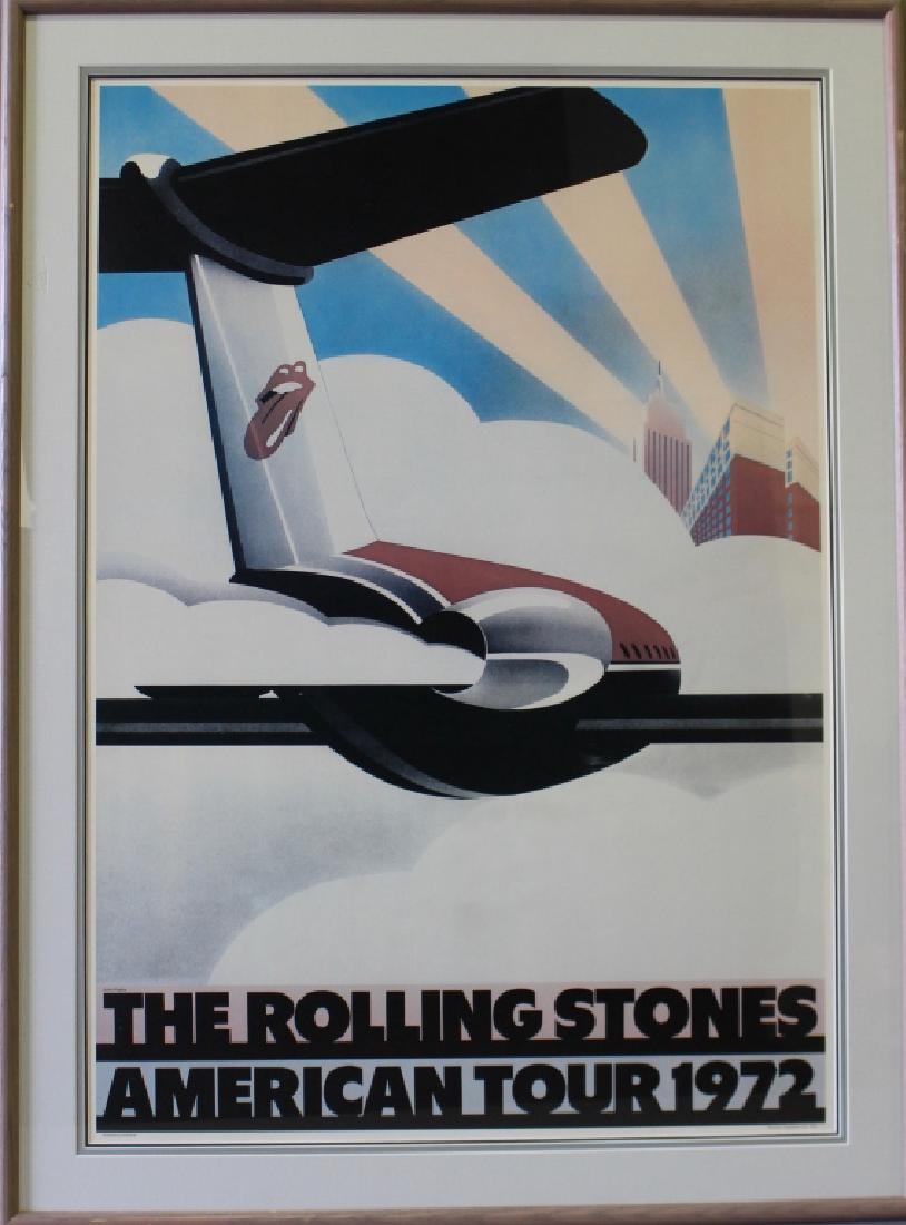 The Rolling Stones American Tour: The Rolling Stones American 1972 tour concert poster, copyright Sunday Promotions Inc. 1972. Production by Chipmonck, image 24" x 35", frame and double matted 31.75" x 41.5", very good condition.
