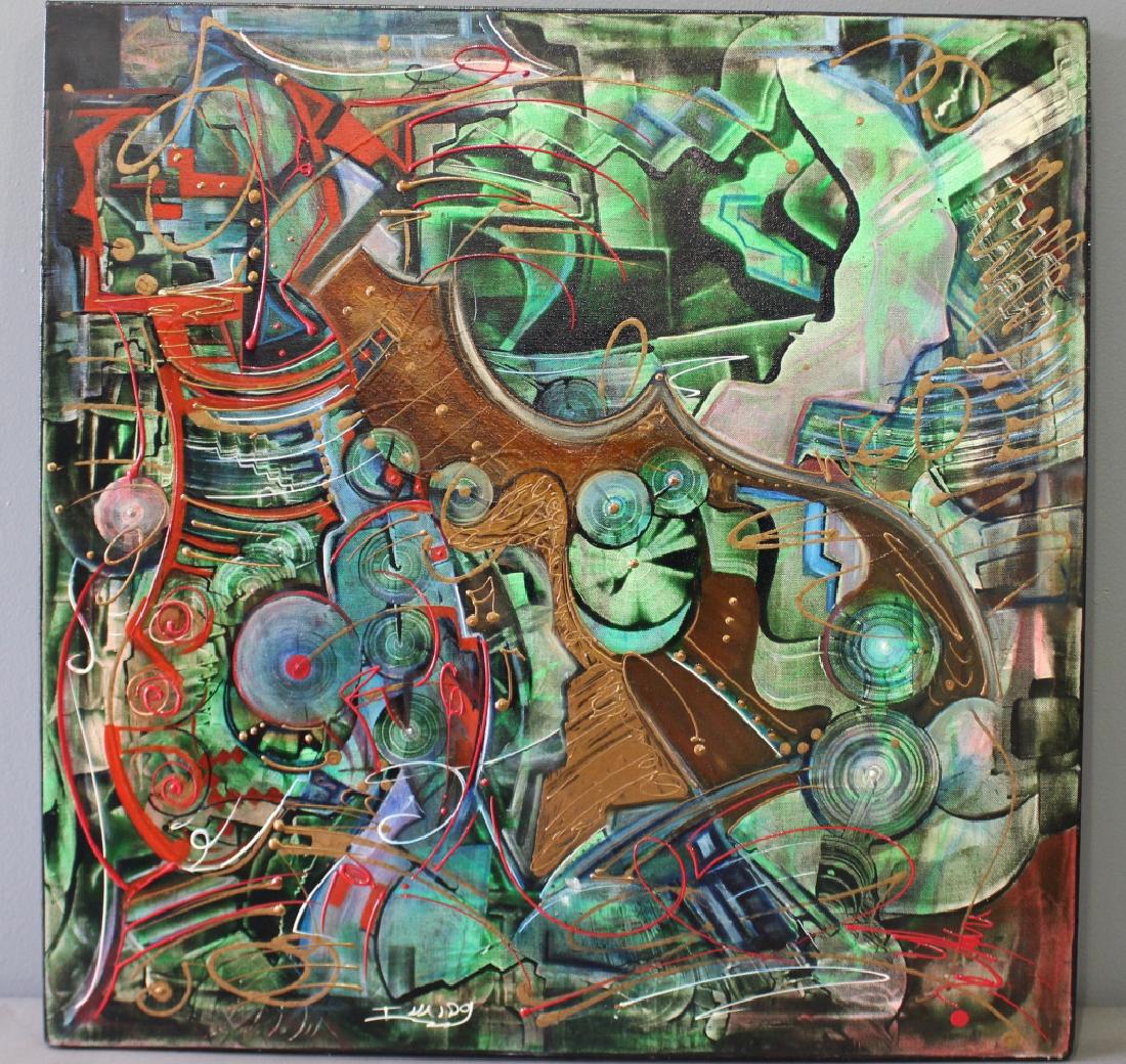 Invaldo Robles, Acrylic on Canvas: Invaldo Robles, acrylic on canvas, abstract modern, entitled en verso "Soul of Sound", dated and artist signed 7/09/11, 30" x 30", museum wrapped, excellent condition
