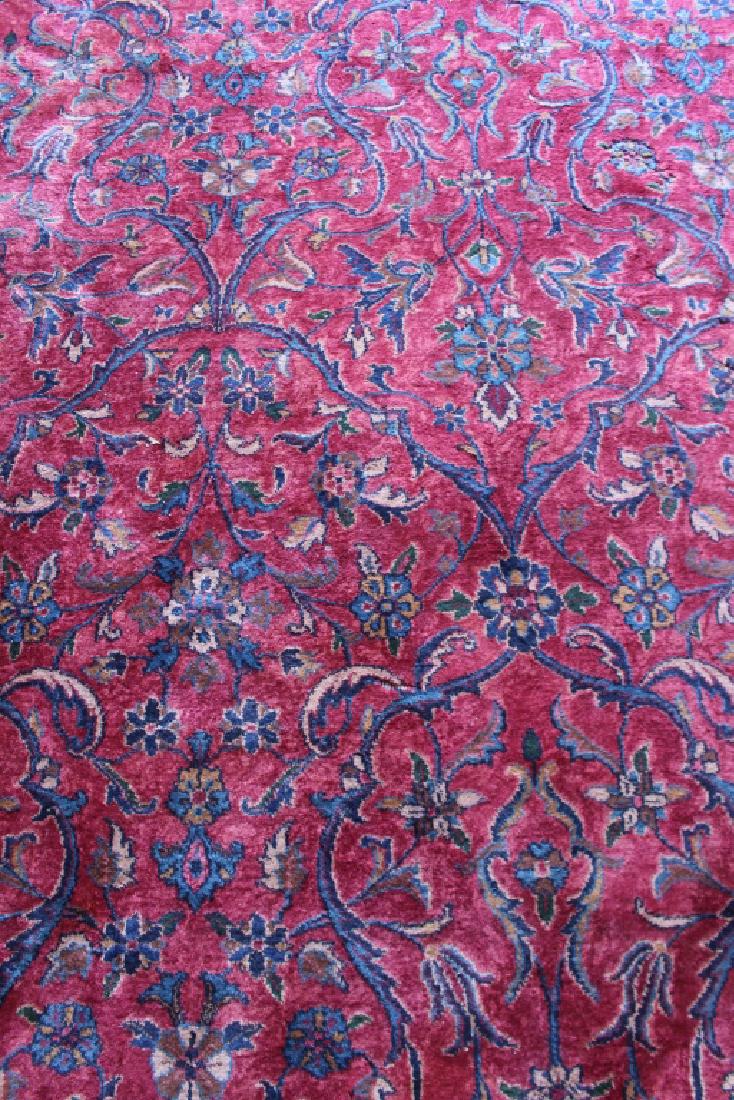 Palace Size Turkish Sarouk, 17.9' x 11.9': Palace size Turkish Sarouk, c. 1915-20, 17.9' x 11.9', deep red background color, overall condition: Several small areas of moth damage (shown), half-dollar size hole in one corner, pile is in good co