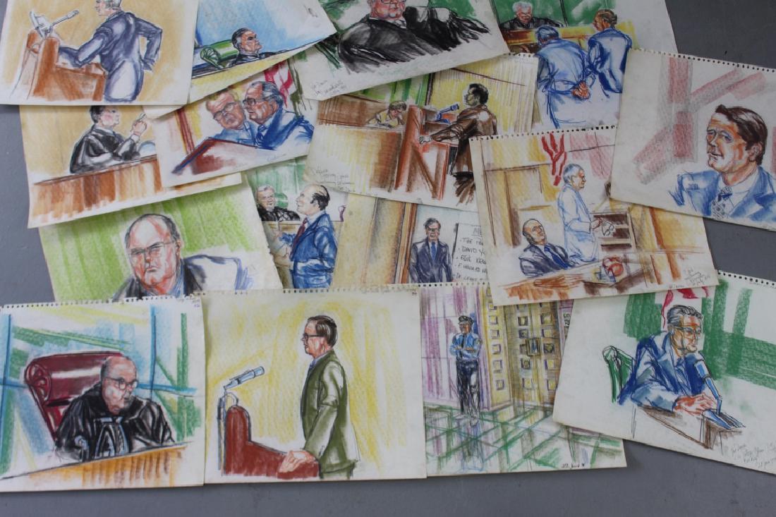 Pat Davies, Watergate Courtroom Drawings: Pat Davies, pencil and pastel Watergate hearings courtroom drawings, June-August 1974. Ms. Davies was courtroom artist working for the Daytona Daily newspaper. Sketches are 17" x 14", sketch pad paper