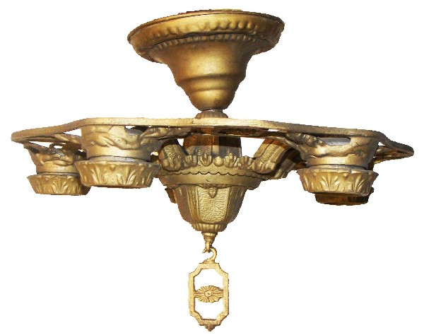 19th C. brass light fixture: 19th C. brass light fixture