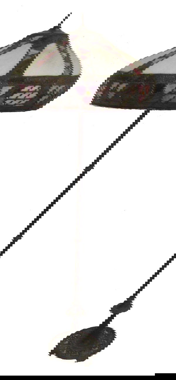 Rare sgnd. Oscar Bach bronze floor lamp: Rare sgnd. Oscar Bach bronze floor lamp 60"h