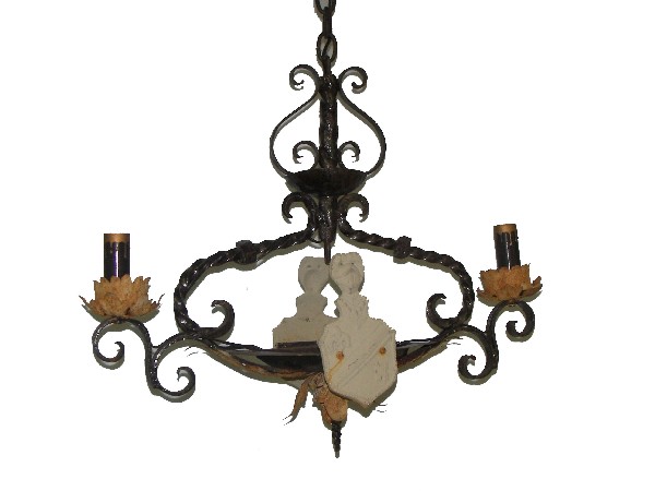 Fancy wrought iron double arm light fixture: Fancy wrought iron double arm light fixture