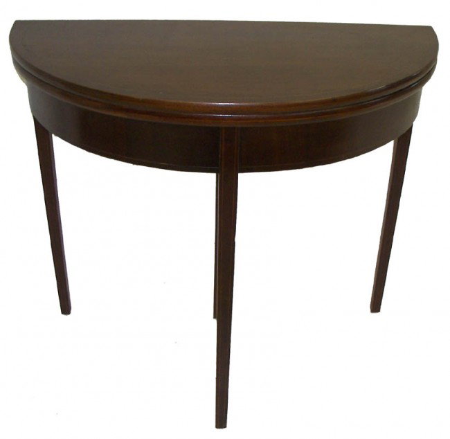 Period Hepplewhite game table with original label: Period Hepplewhite game table with original Flint and Horner label 31"h