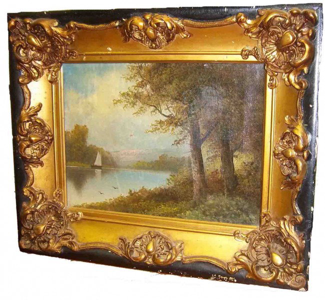 C1900 small Hudson River Valley School painting: C1900 small Hudson River Valley School painting 14 x 17