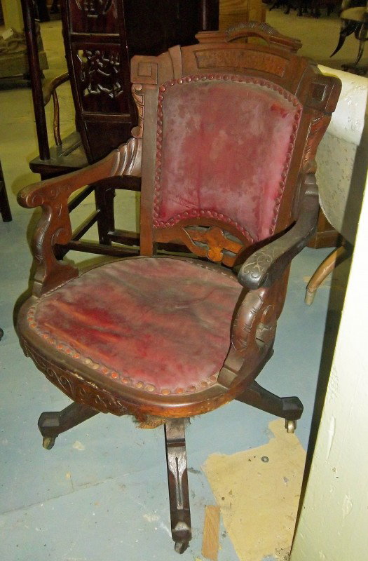 1870 American Eastlake walnut swivel office chair: Period 1870 American Eastlake walnut swivel office chair 37 x 22 Auction Estimate 300-600