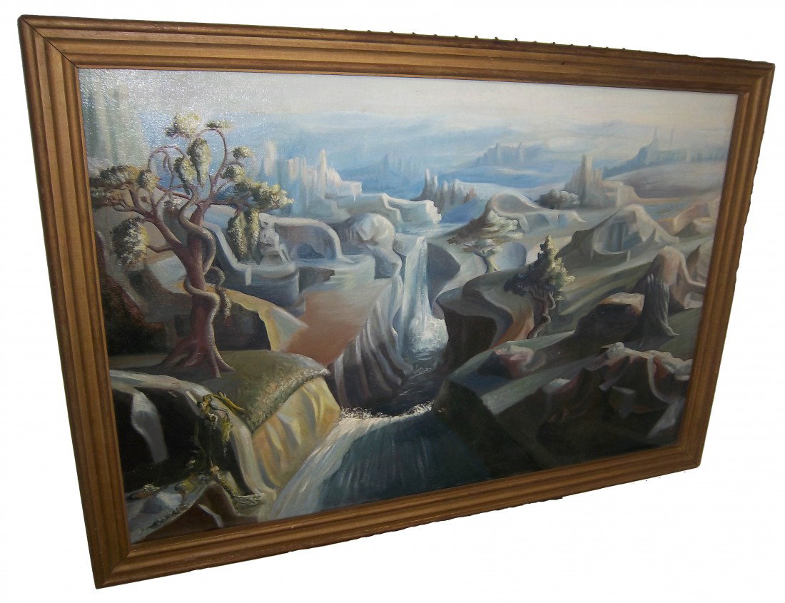 Benton style romantic landscape: Benton style romantic landscape 23 1/2 x 33 1/2 Auction Estimate 600-1200