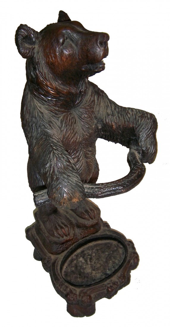 20th C. Black Forest type umbrella rack: 20th C. detail carved black forest type bear umbrella rack 29"h Auction Estimate 400-800