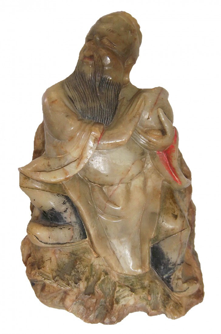 Soapstone figure of asian man: Soapstone figure of asian man 6"h Auction Estimate 200-400