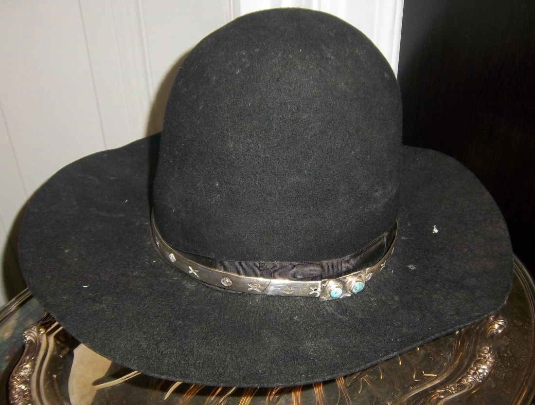 Felt hat with Navajo antique sterling silver band: Felt hat with Navajo antique sterling silver band Auction Estimate 500-1000