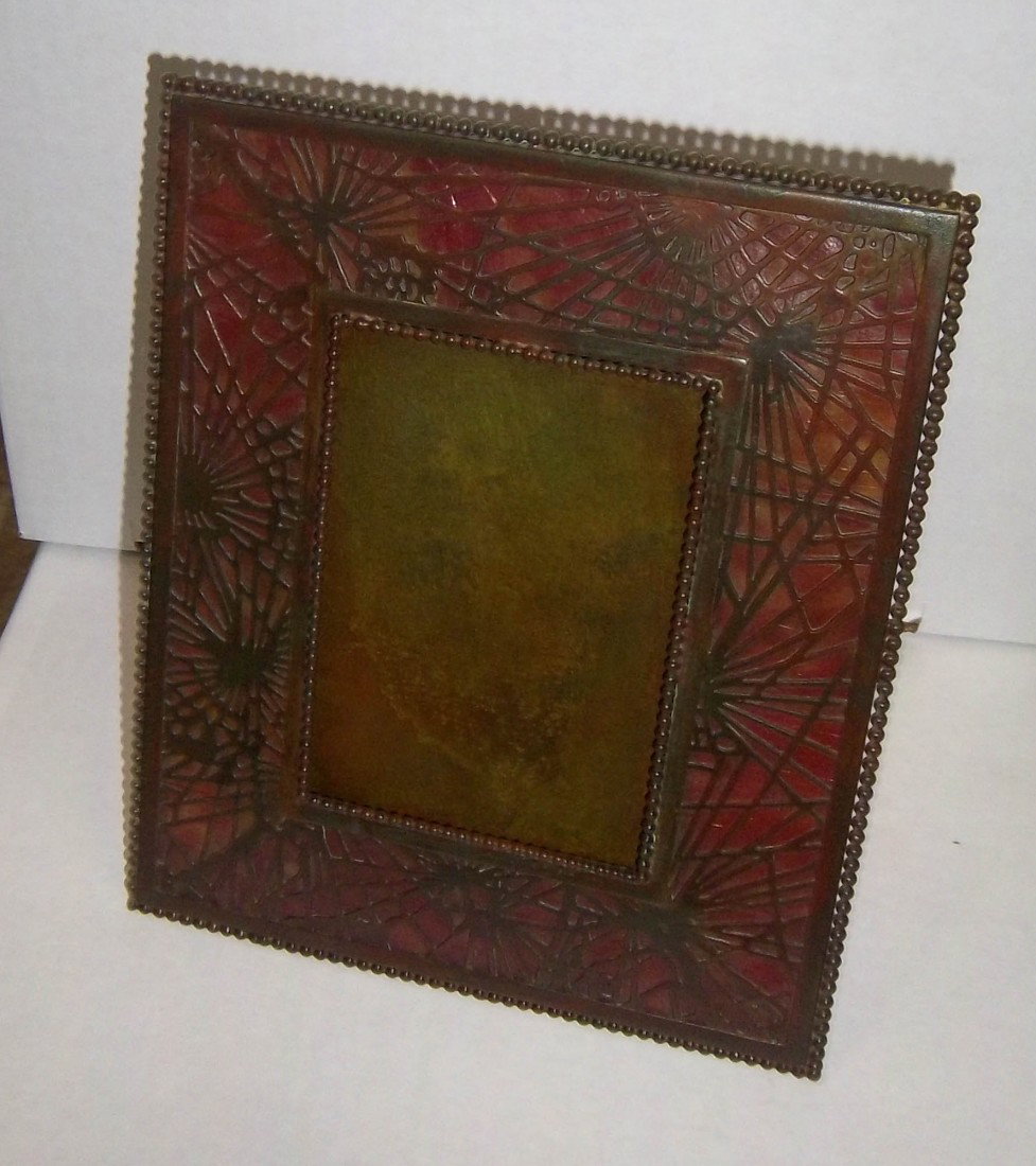 Tiffany Studios Pine needle pattern desk frame: Tiffany Studios Pine needle pattern desk frame 8 1/2 x 7 Auction Estimate 750-1500