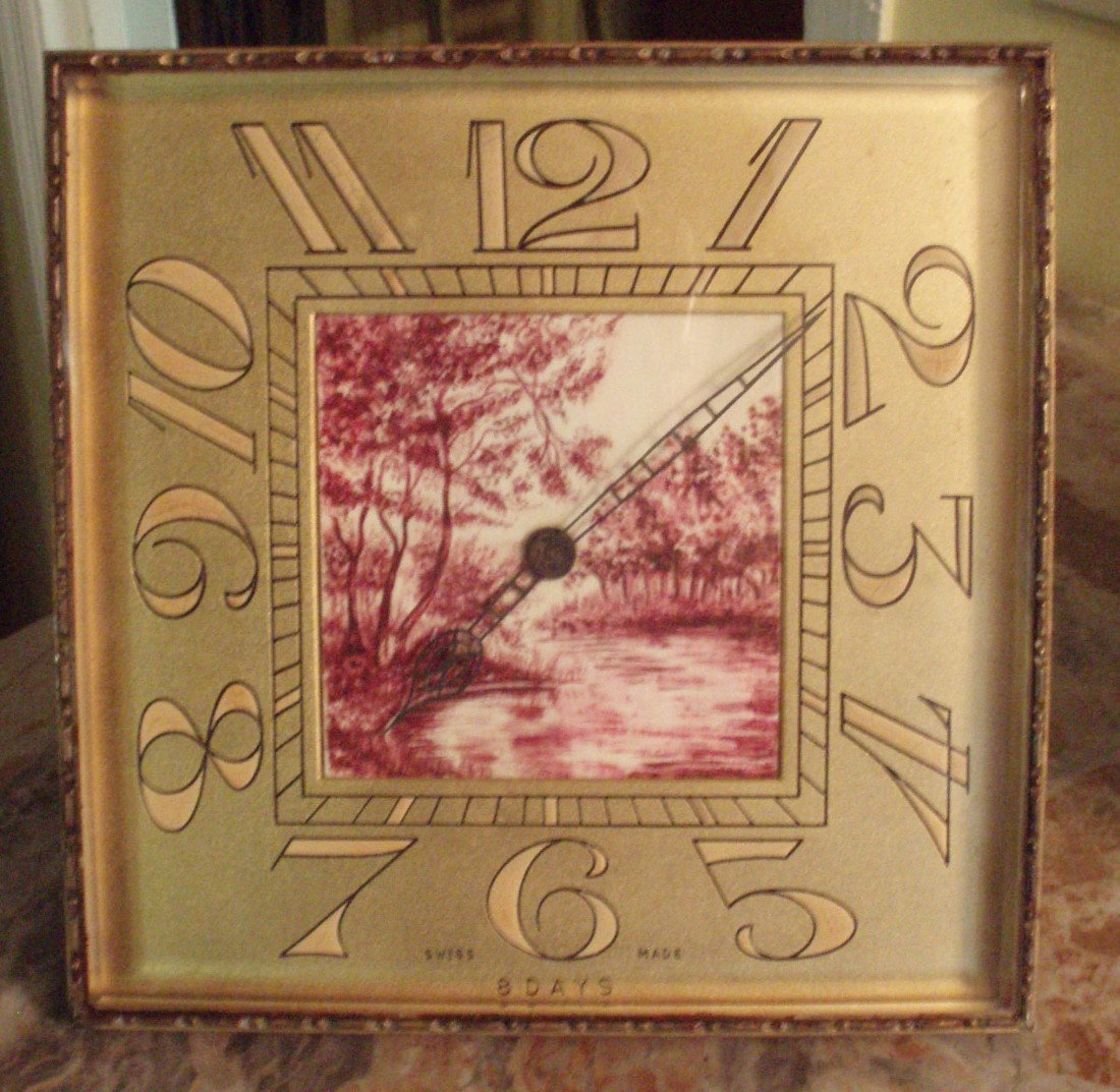 Early 20thC. 8 day bronze & porcelain desk clock: Rare early 20th C. 8 day bronze and porcelain desk clock 8"sq. Auction Estimate $200-600