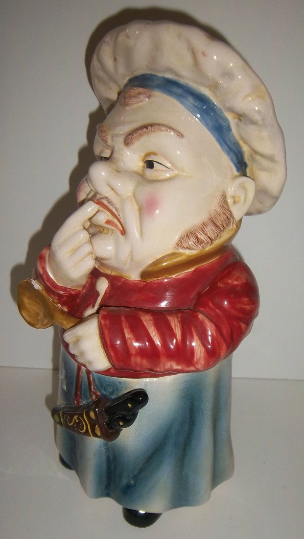 Porcelain cookie jar of Chef: Porcelain cookie jar of Chef 13 1/2"h Auction Estimate 40-80