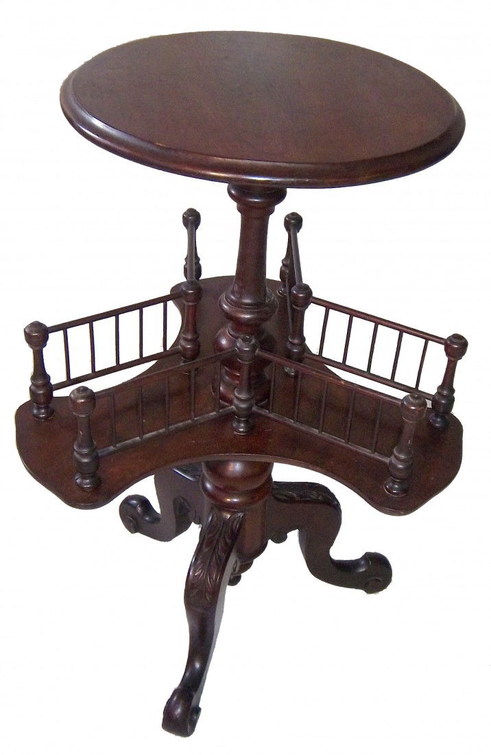Ca.1890 English walnut revolvng walnut book stand: Ca. 1890 English walnut revolvng walnut book stand with claw feet 30 1/2"hx19" diam. Auction Estimate $300-600