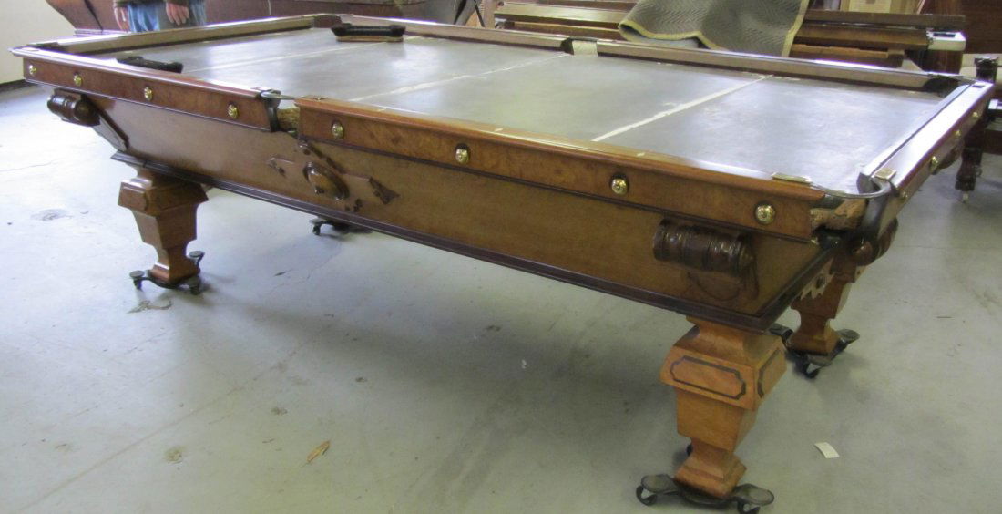 C1890 Satinwood Brunswick pool table: C1890 Satinwood Brunswick pool table Auction Estimate 1750-3500