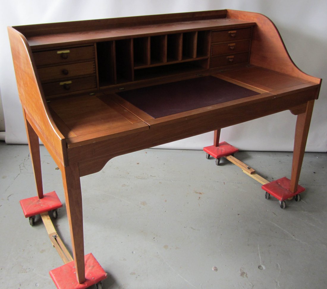 Country Hepplewhite style cherry desk from CIA: Country Hepplewhite style cherry desk from CIA 41"hx58"wx33"d Auction Estimate $100-300