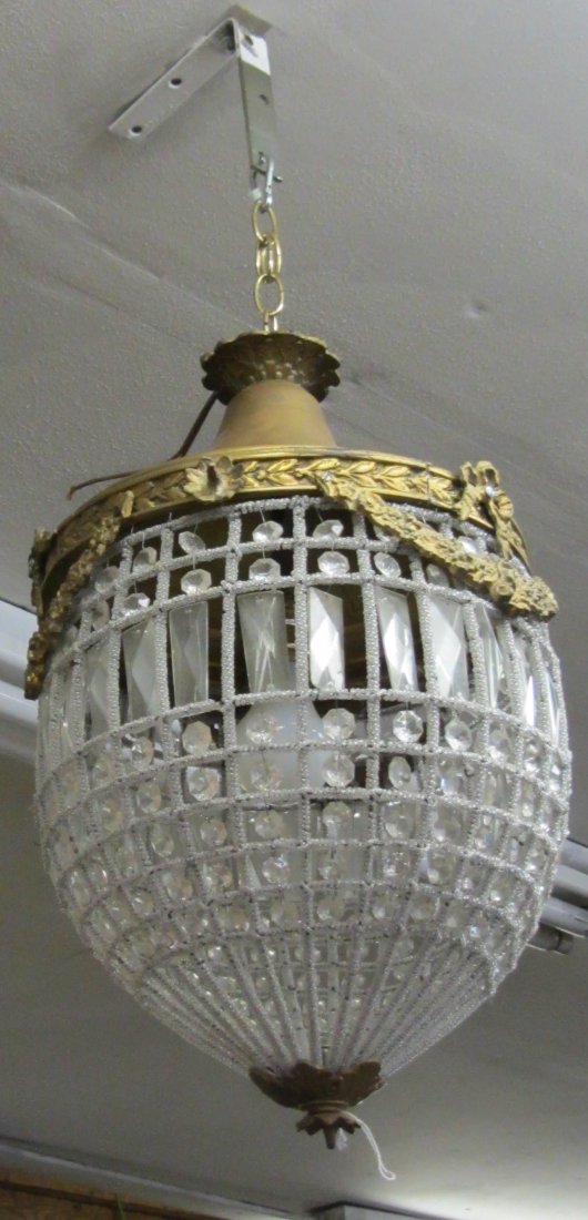 Mid20th C. bronze & crystal hall fixture from CIA: Mid 20th C. bronze and crystal hall fixture from CIA Auction Estimate $50-150