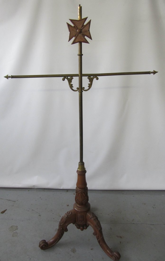 Early 19th C. bronze & walnut coat of arms rack: Rare early 19th C.Chippendale style bronze and walnut coat of arms rack 66"hx37"w Auction Estimate $100-400