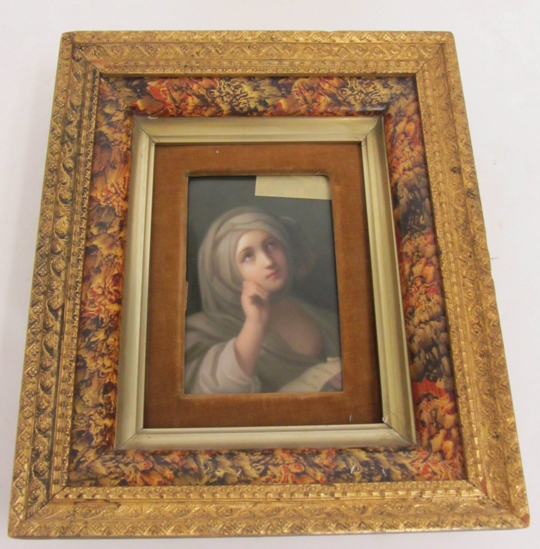 19th C. Handpainted KPM quality plaque: 19th C. Handpainted KPM quality plaque in fancy frame 12 1/2 x 10 1/2 Auction Estimate 100-200