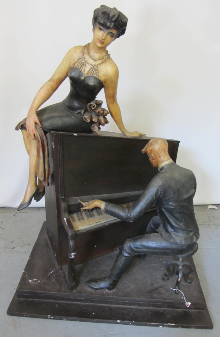 Rare Ea. 20th C. papier mache of man and woman: Rare Ea. 20th C. papier mache of man and woman 45"h Auction Estimate 300-600