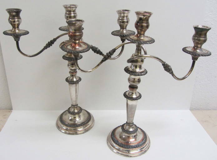 Pr. Ea. Period English Candelabras With Hallmarks