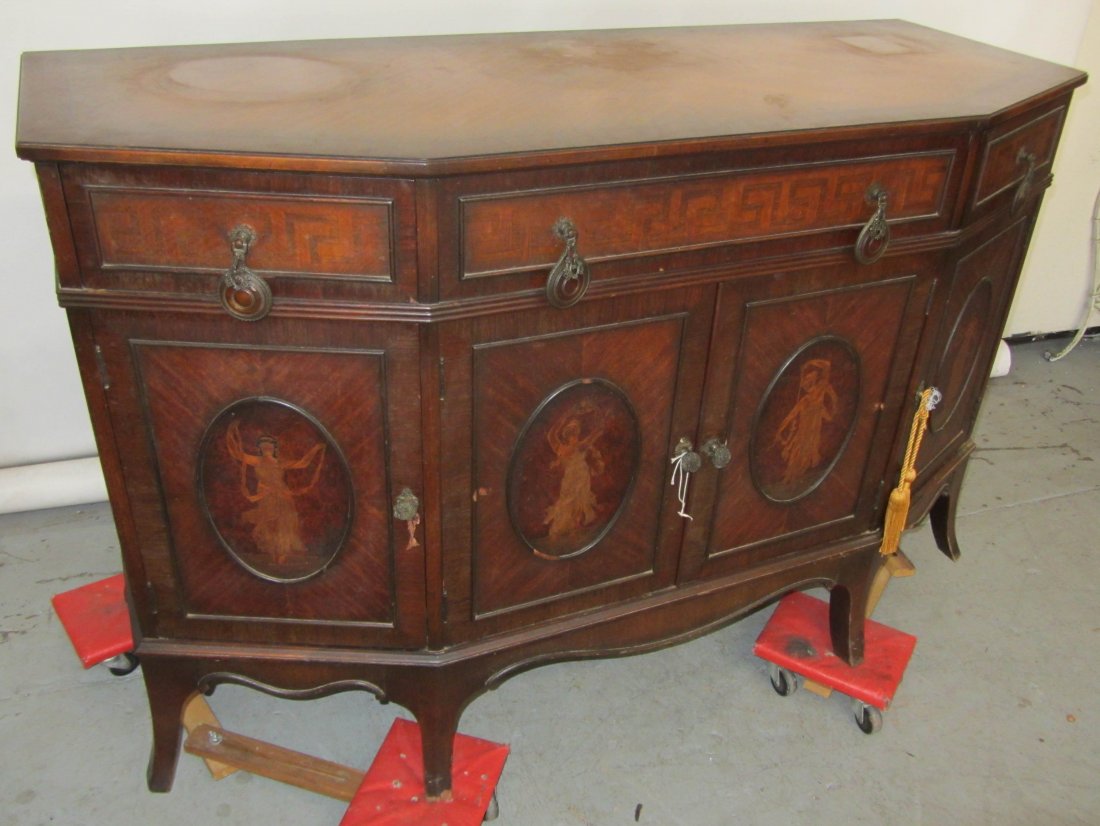 Large Rosewood and walnut inlaid commode: Large Rosewood and walnut commode with inlaid panels 34 x 52 x 22 Auction Estimate 400-800